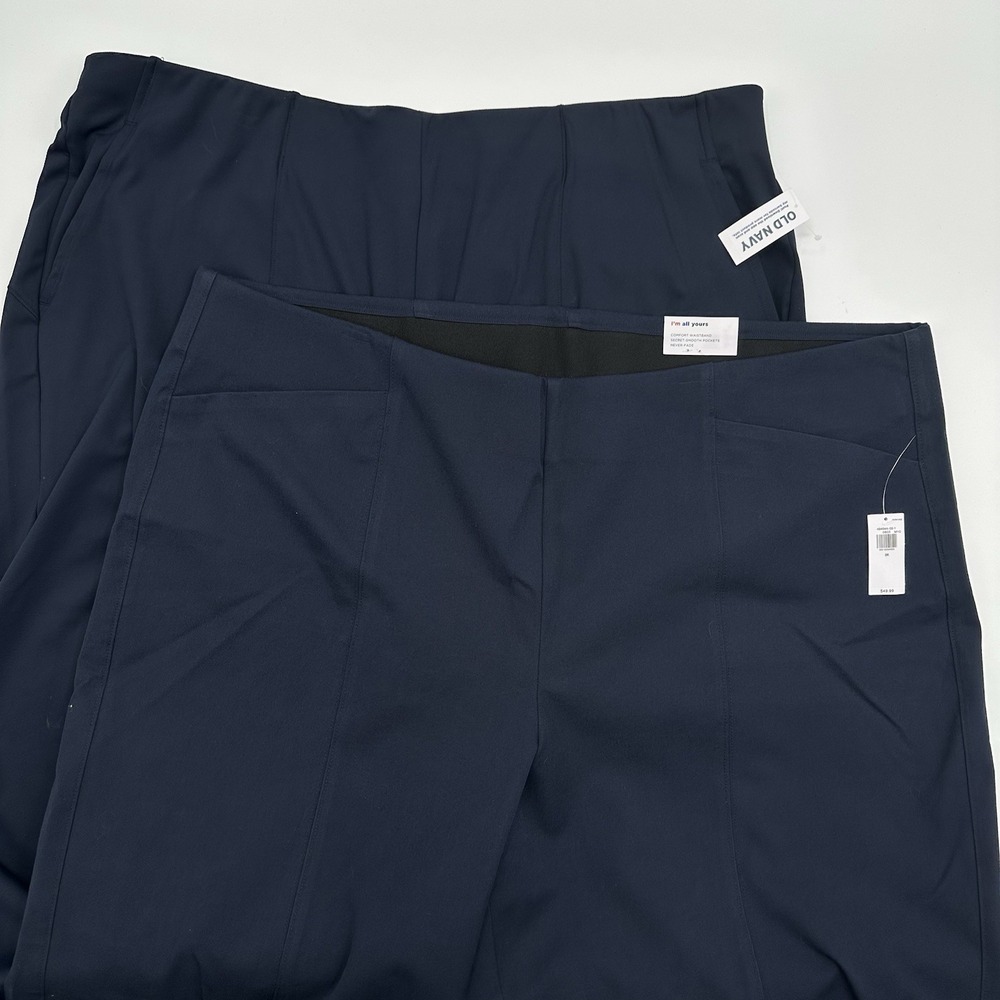 Lot 2 Old Navy Womens 3X Blue Pants High Rise Pixie Wide Leg & Powersoft NWT NEW
